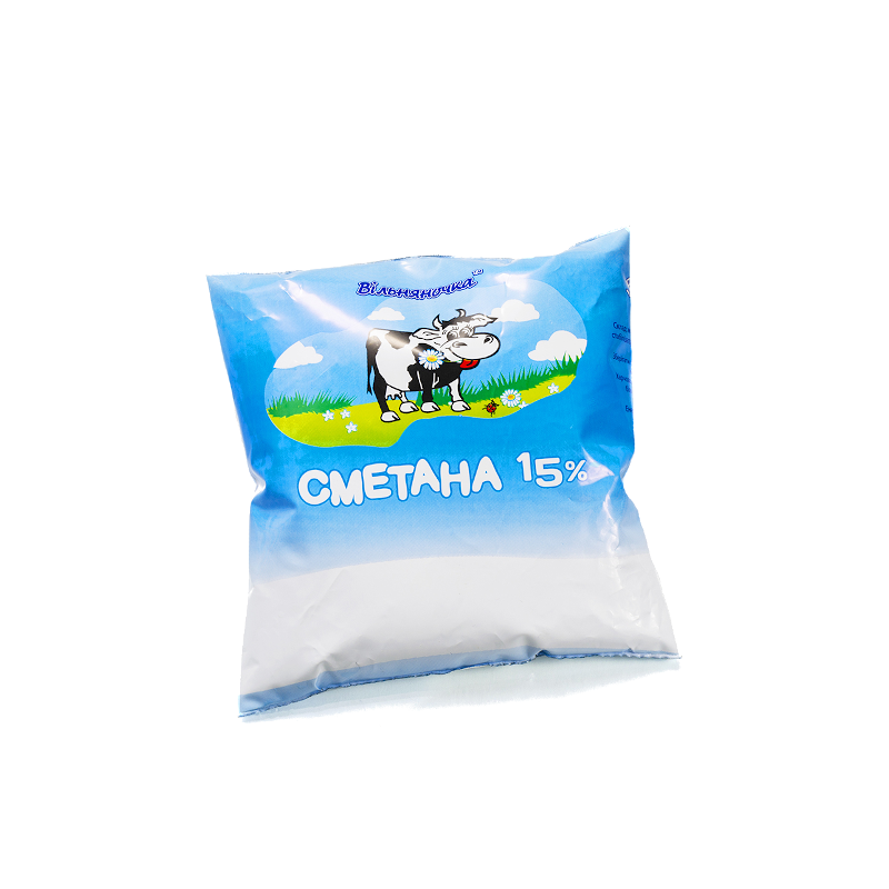 Сметана ВІЛЬНЯНОЧКА 15%, 400г, плівка поліетиленова